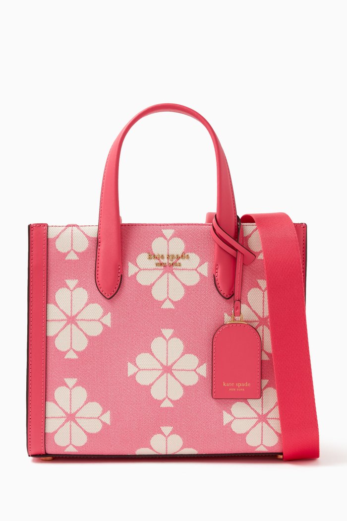 

Small Manhattan Tote Bag in Canvas Jacquard, Pink