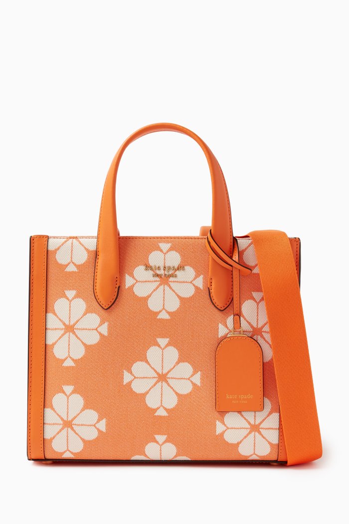 

Small Manhattan Tote Bag in Canvas Jacquard, Orange
