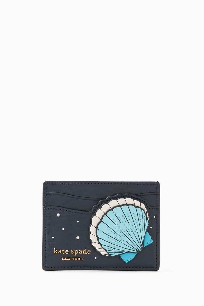 

What the Shell Card Holder in Textured Leather, Multicolour