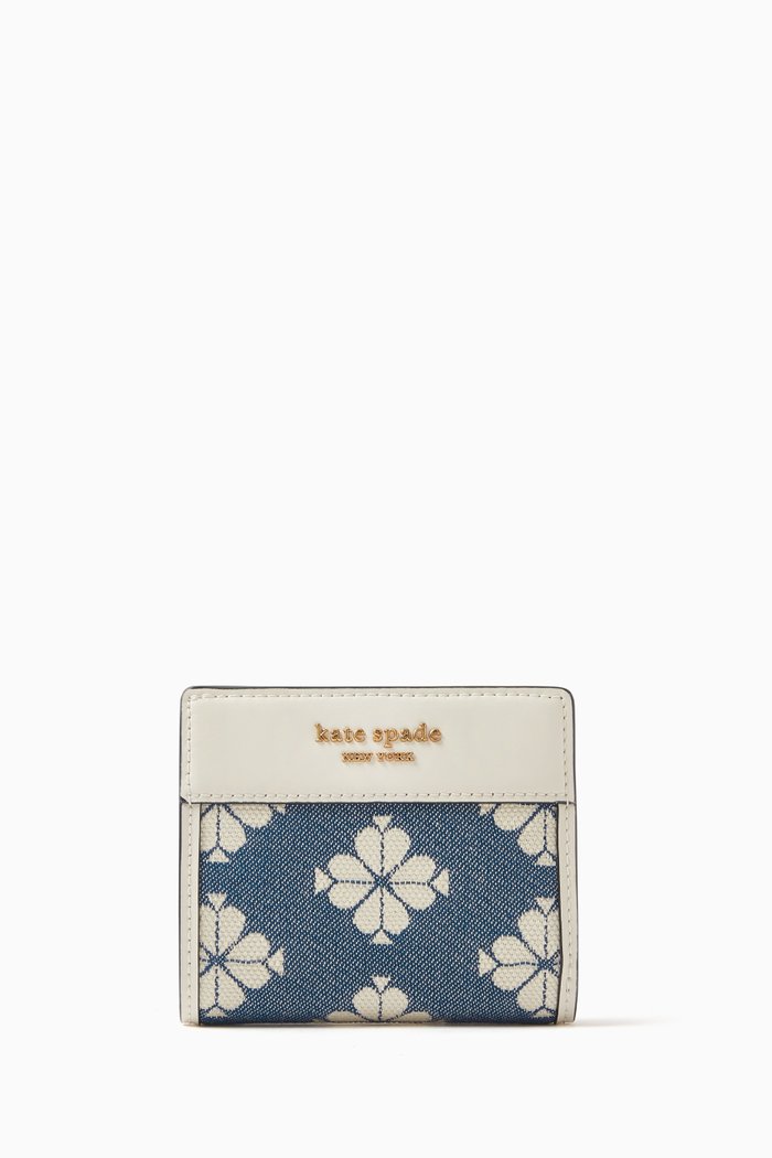 

Small Spade Flower Wallet in Canvas Jacquard, White