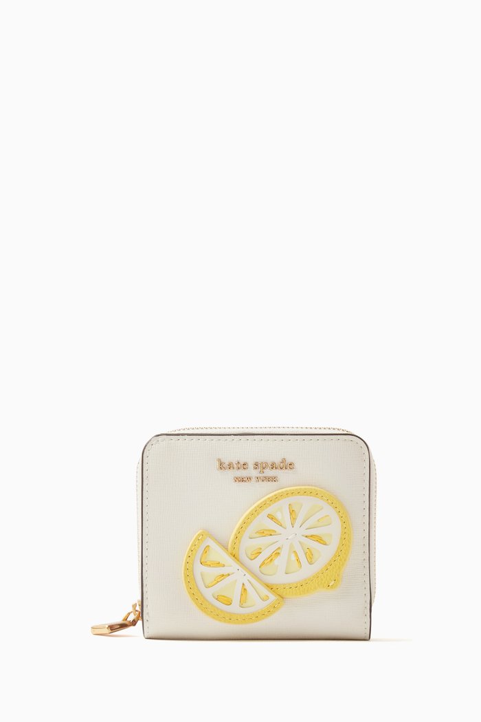 

Lemon Drop Zip-around Waller in Saffiano Leather, White