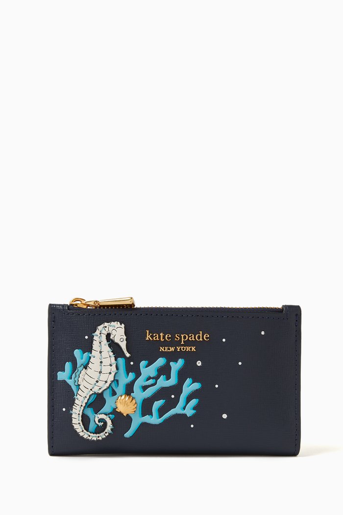 

Small What the Shell Slim Bi-fold Wallet in Textured Leather, Multicolour