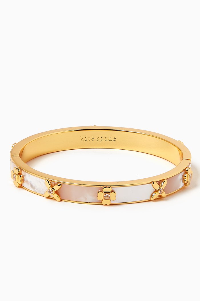 

Heritage Bloom Hinged Bangle, White