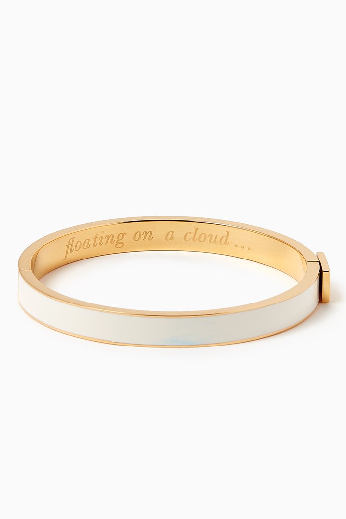 

"Floating on a Cloud" Thin Idiom Bangle, White