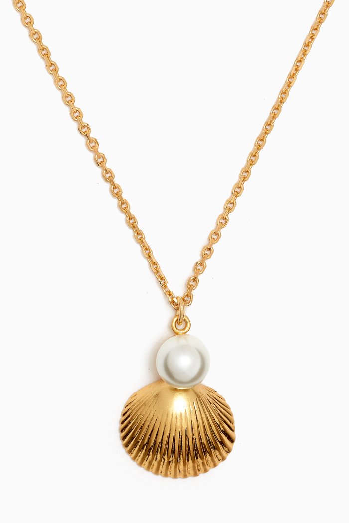 Reef Treasure Shell Pendant Necklace, Yellow