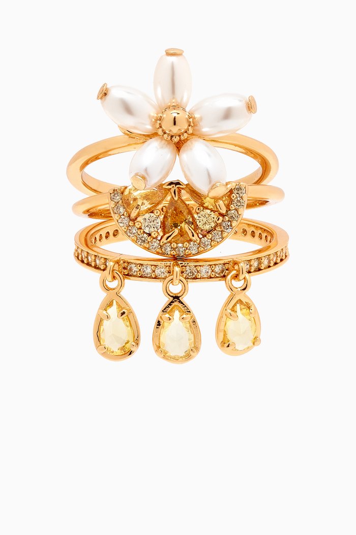 Fresh Squeeze Stacking Charm Ring Set, Yellow