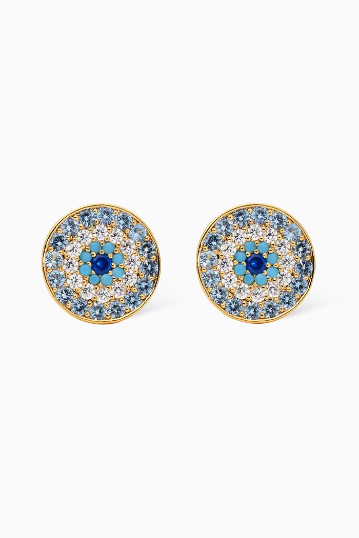 Evil Eye Mini Stud Earrings, Blue