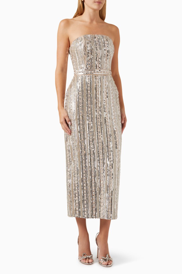 

Embellished Strapless Gown, Neutral