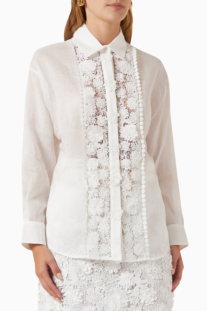 

Raie Lace Flower Shirt, Neutral