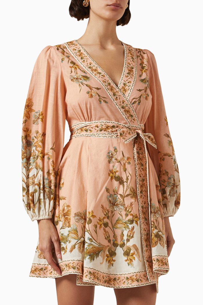 

Chintz Wrap Midi Dress in Cotton, Pink