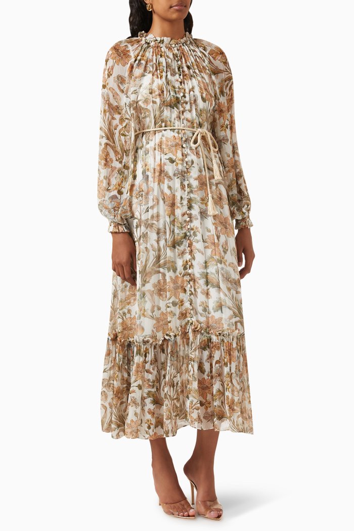 

Chintz Belted Maxi Dress in Viscose, Multicolour