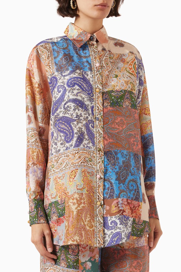 

Devi Manstyle Shirt in Silk, Multicolour