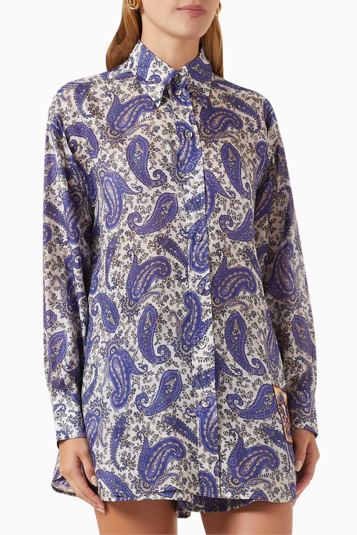 

Devi Paisley-print Relaxed Shirt, Blue