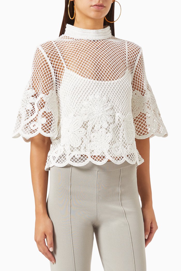 

Amaani T-shirt in Cotton-lace, White