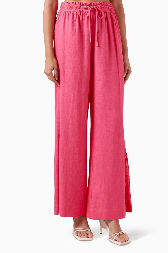 

Drawstring Lounge Pants in Linen, Pink