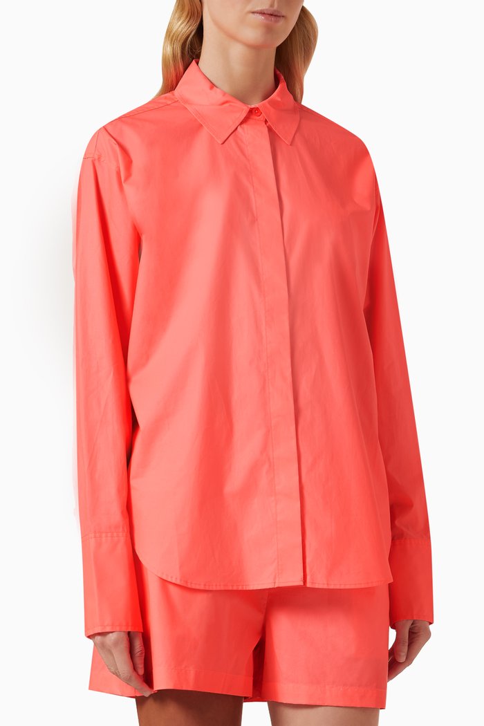 

Weekend Shirt in Coated-poplin, Orange