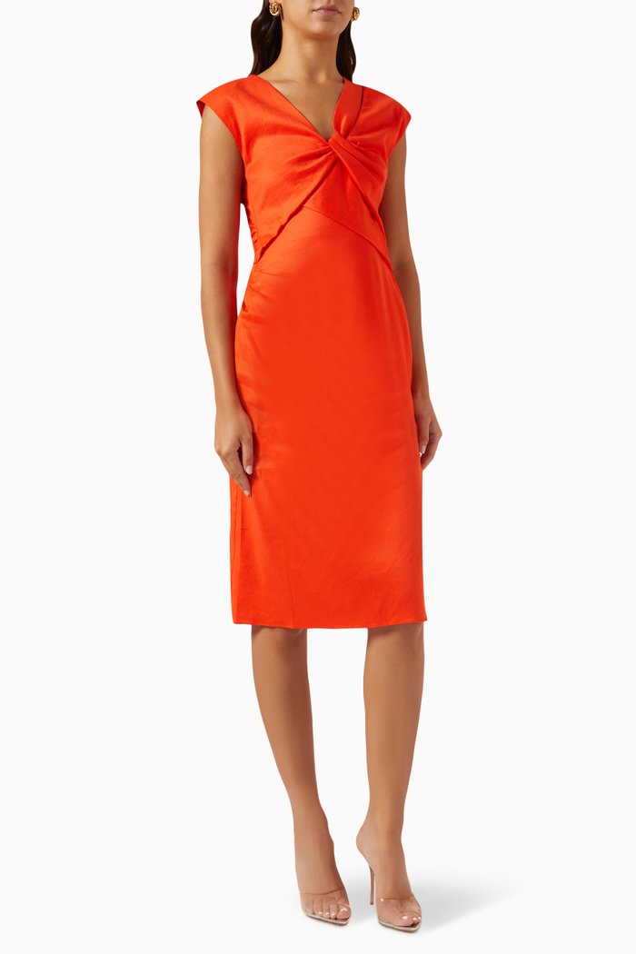 

Twist Front Dress in Lyocell-blend, Orange