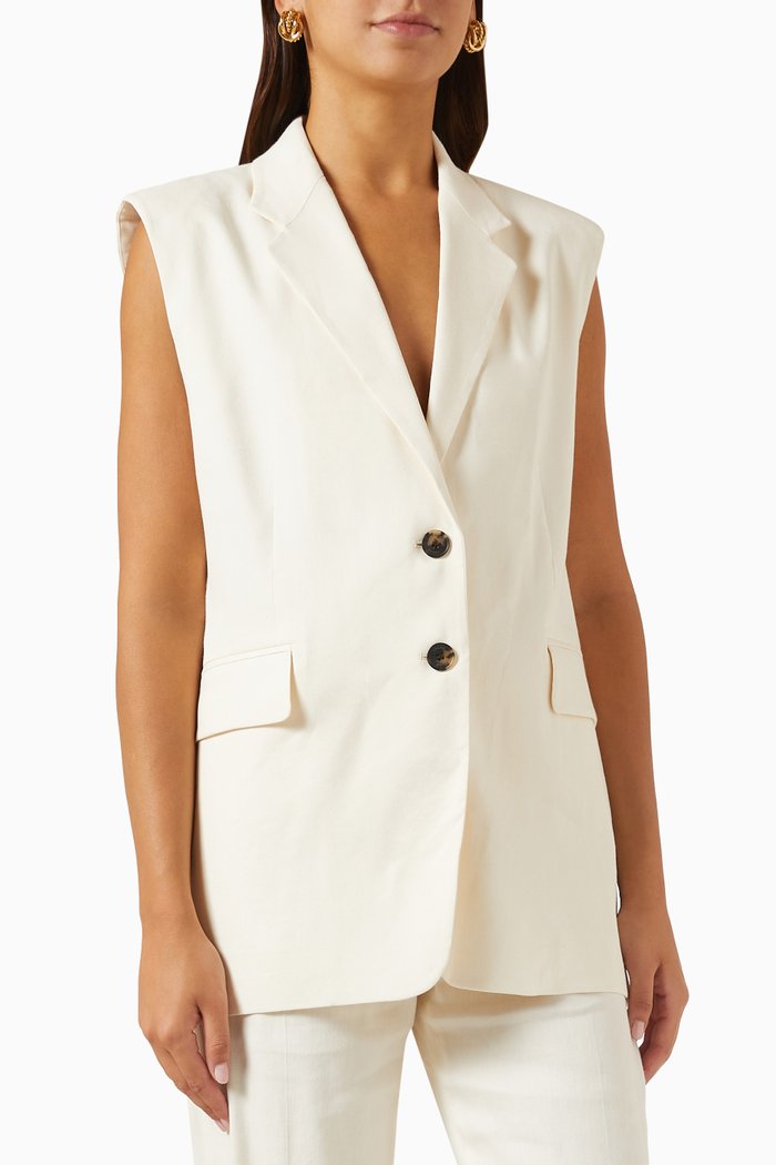 

Oversized Vest in Organic-linen, Neutral
