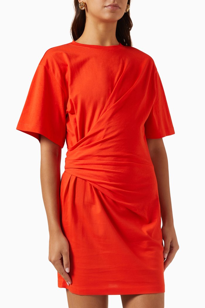 

Draped Mini Dress in Cotton, Orange