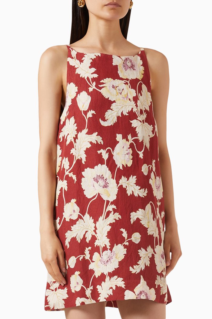 

Jordan Mini Dress in Viscose-linen Blend, Red