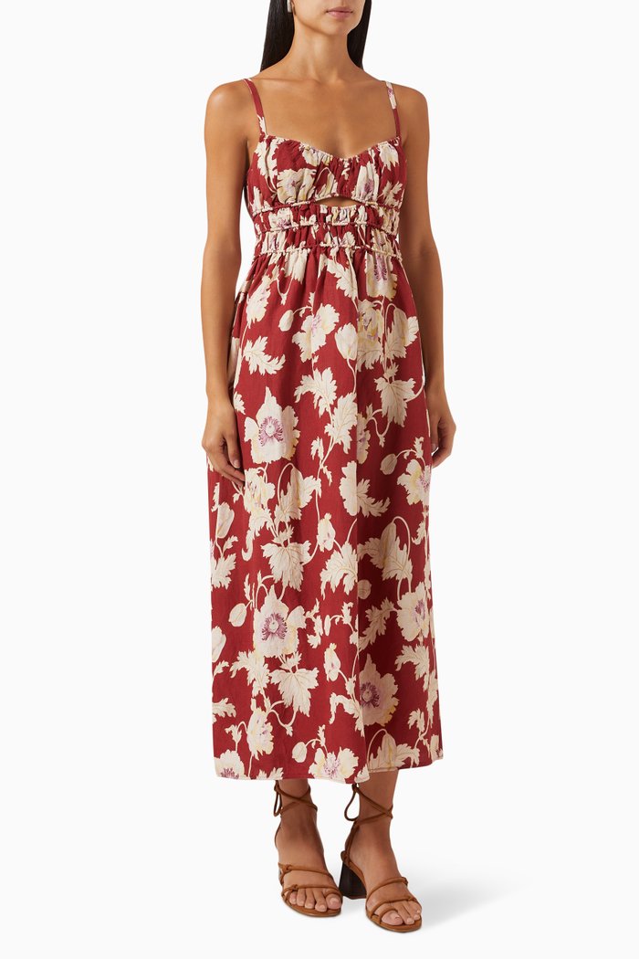 

Hayley Printed Dress in Cotton, Red