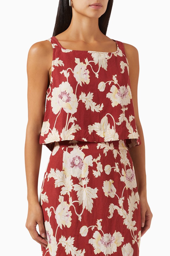 

Val Printed Top in Viscose, Red