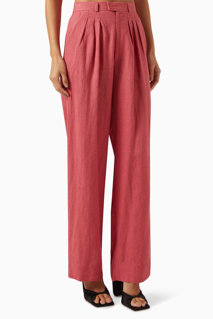 

Louis High-waist Pants in Linen, Pink