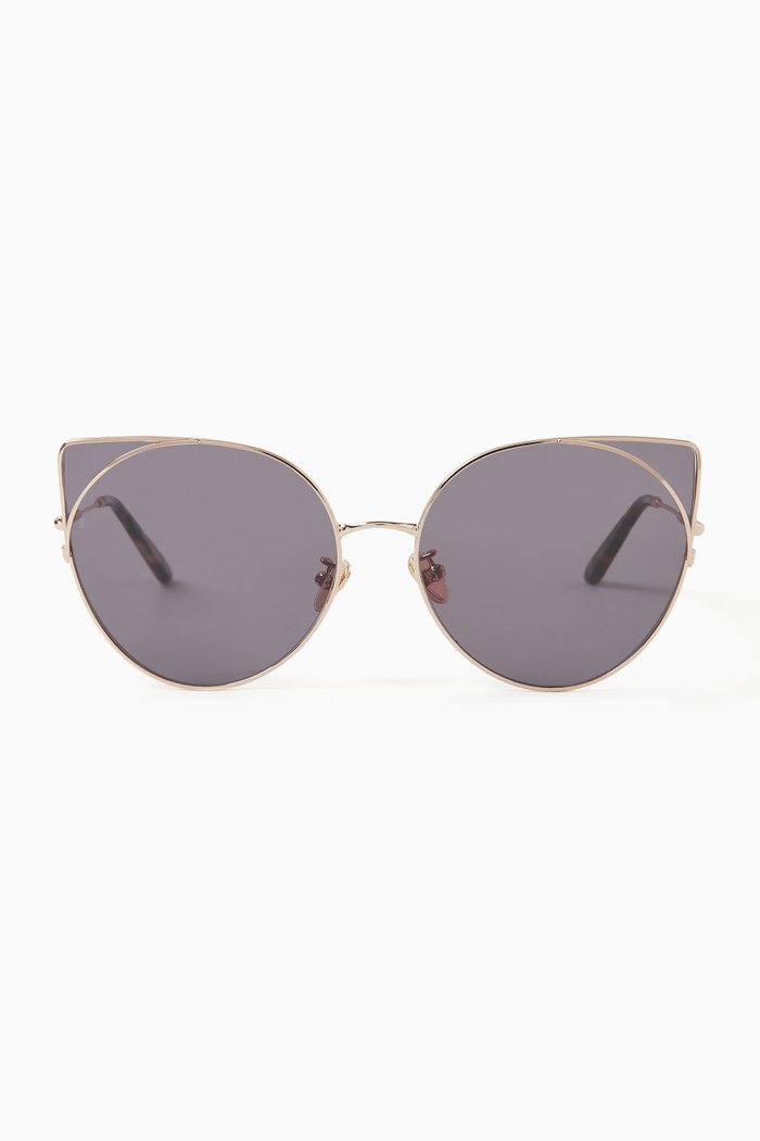 Moonbeam Cat-eye Sunglasses in Metal, Gold