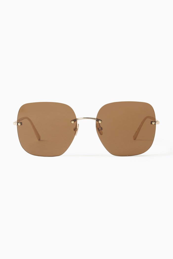 The Pia Square Sunglasses in Metal, Gold