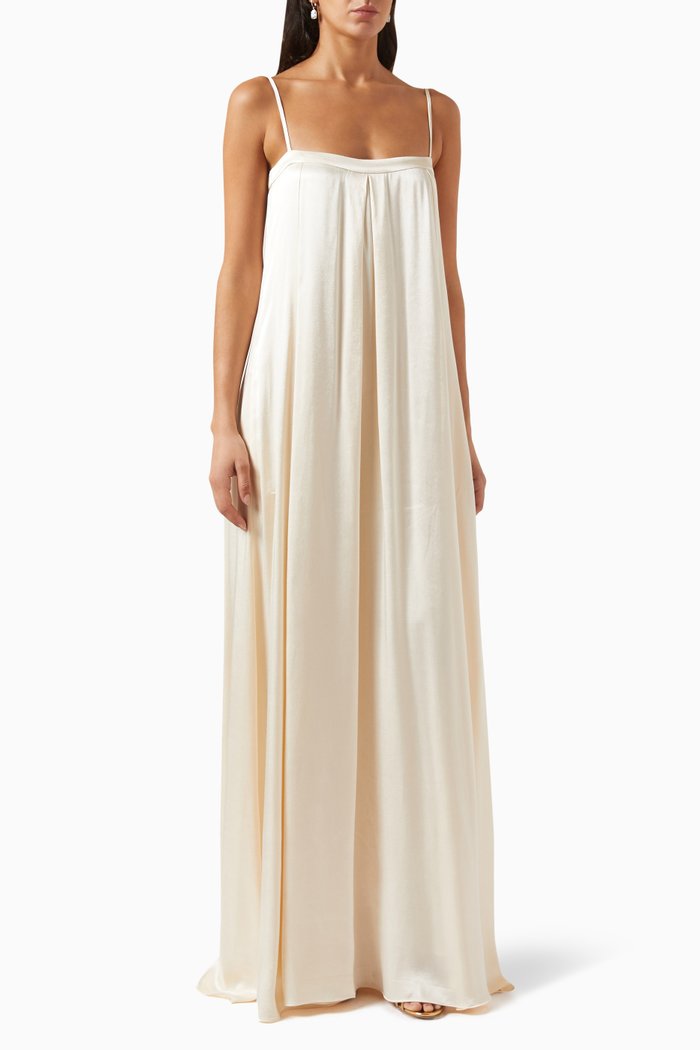 

La Lune Column Maxi Dress in Viscose-silk, Neutral