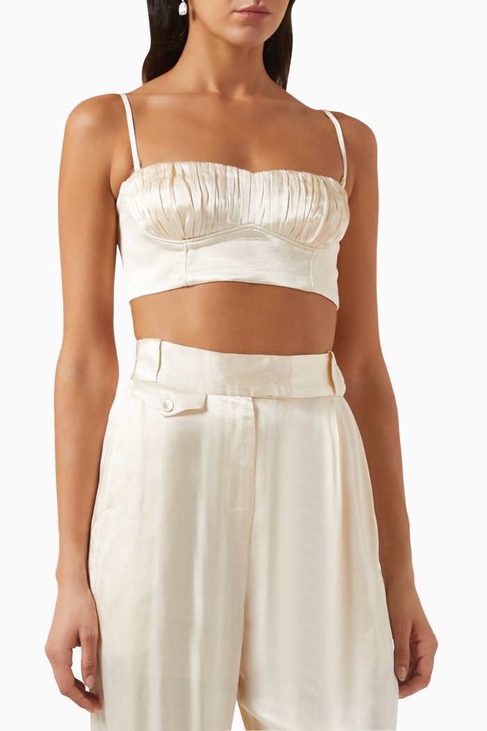 

La Lune Ruched Bralette in Viscose-silk, Neutral