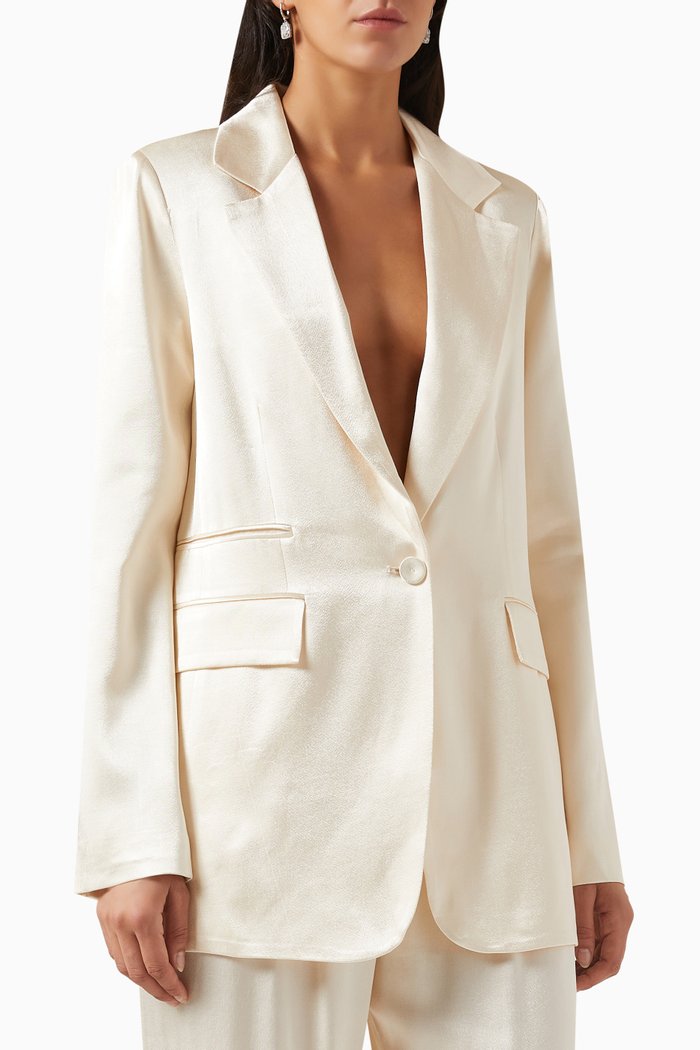 

La Lune Single-breasted Blazer in Viscose-silk, Neutral