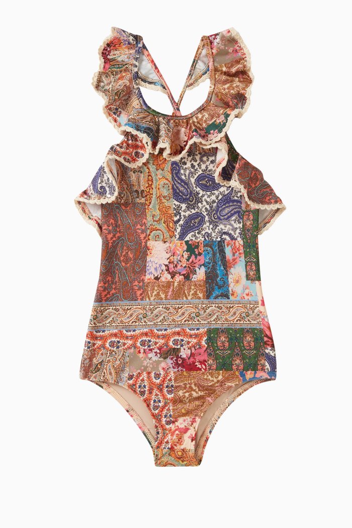 

Devi Frill One-piece Swimsuit in Lycra, Multicolour