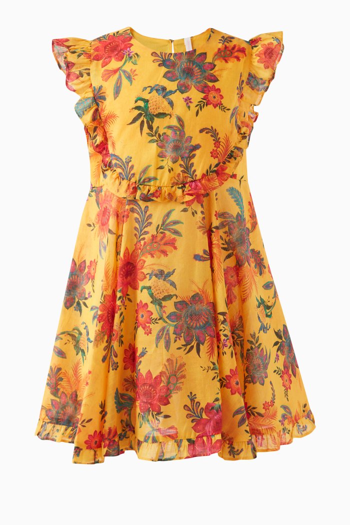 

Ginger Tiered Yolk Dress in Cotton, Yellow