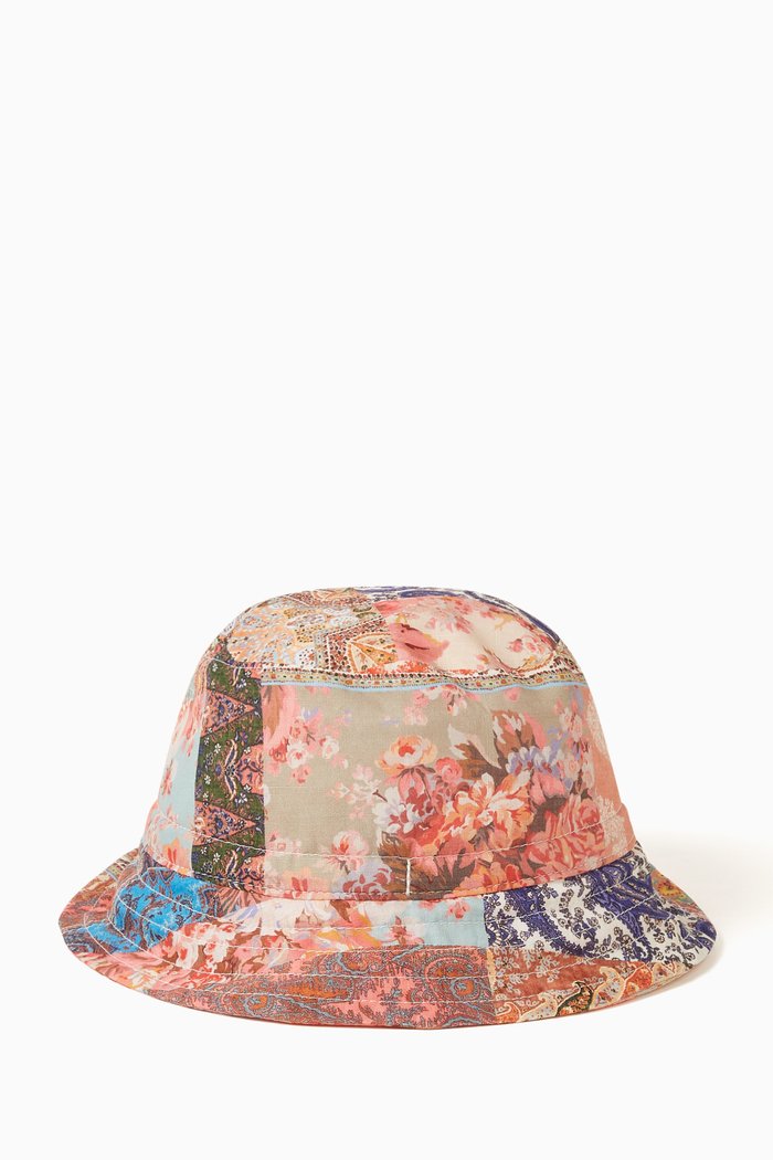 

Reversible Floral-print Bucket Hat in Cotton, Multicolour