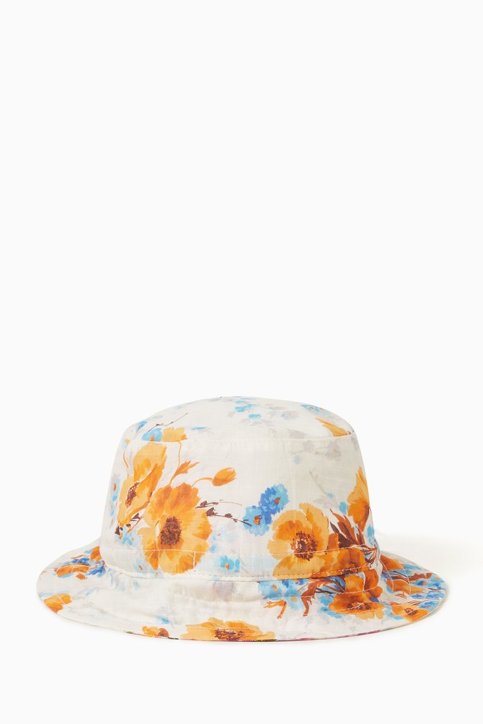 

Reversible Floral-print Bucket Hat in Cotton, Multicolour