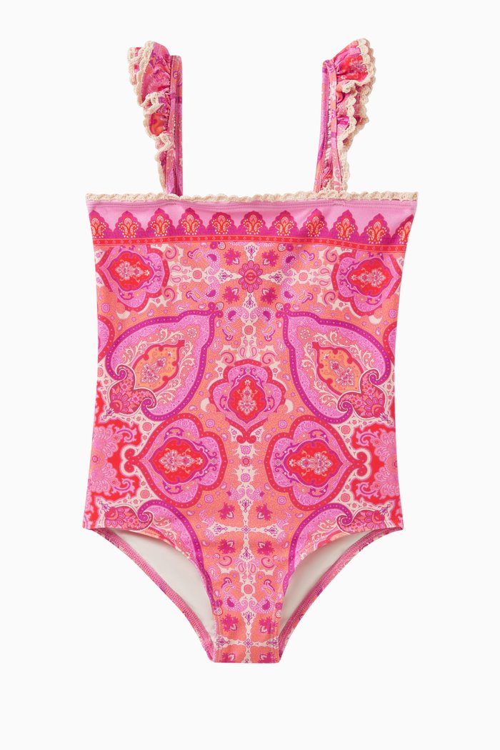 

Geometric-print One-piece Swimsuit in Polyamide, Pink