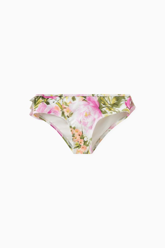 

Floral-print Bikini Briefs in Polyamide, Purple