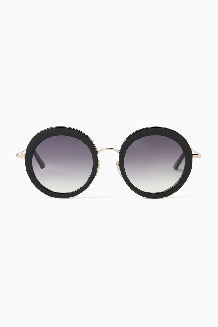 

The Gina Round Sunglasses in Acetate & Metal, Black