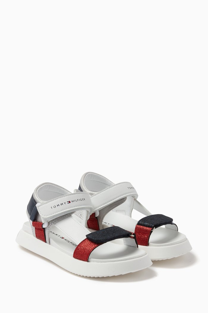 

Velcro Sandals in Faux Leather, White