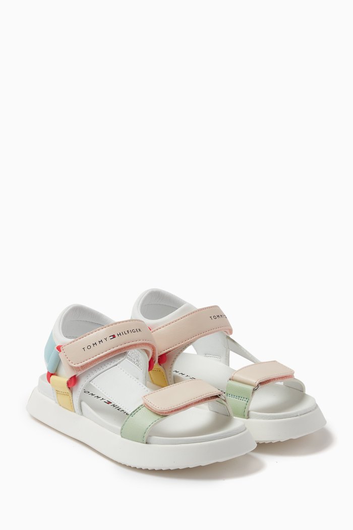 

Velcro Sandals in Faux Leather, White