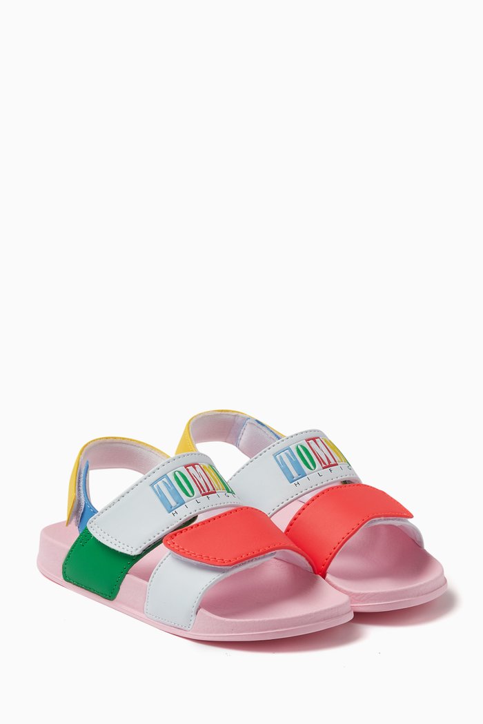 

Logo Velcro Sandals in Faux Leather, Multicolour