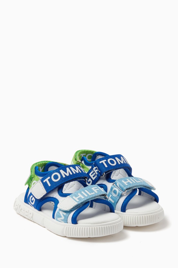 

Logo Velcro Sandals in Mesh Fabric, Multicolour