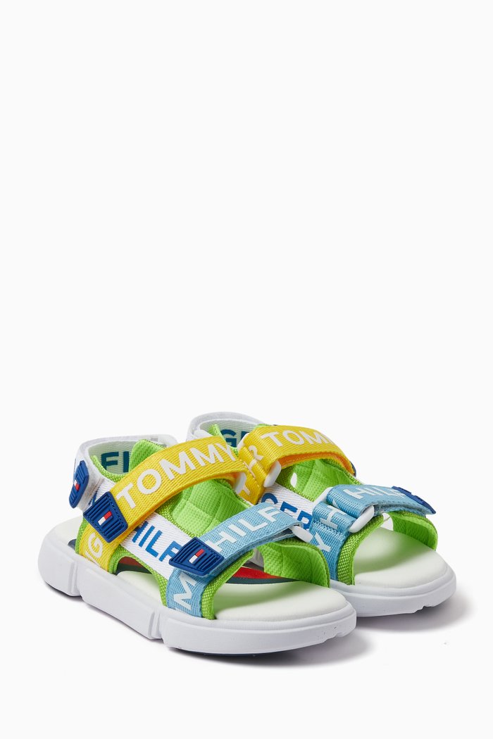 

Logo Velcro Sandals in Mesh Fabric, Multicolour