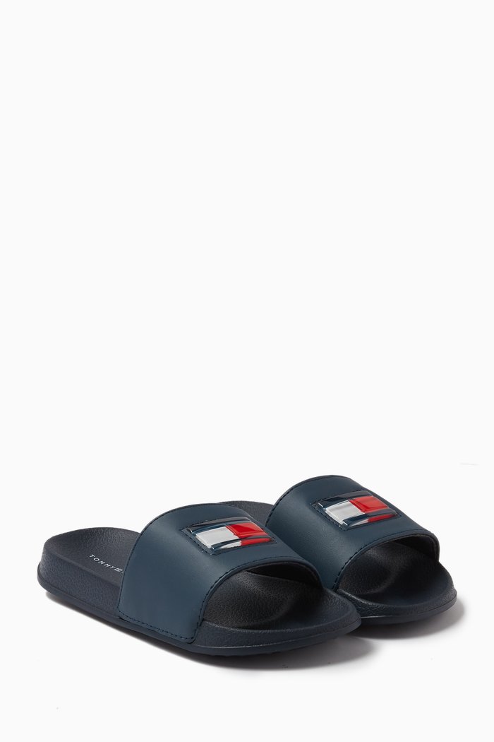 

Flag Pool Slides in Faux Leather, Blue