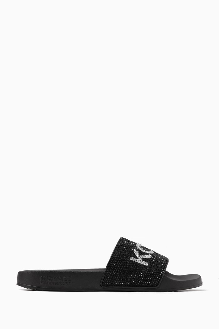 

Gilmore Slides in Crystal Fabric, Black