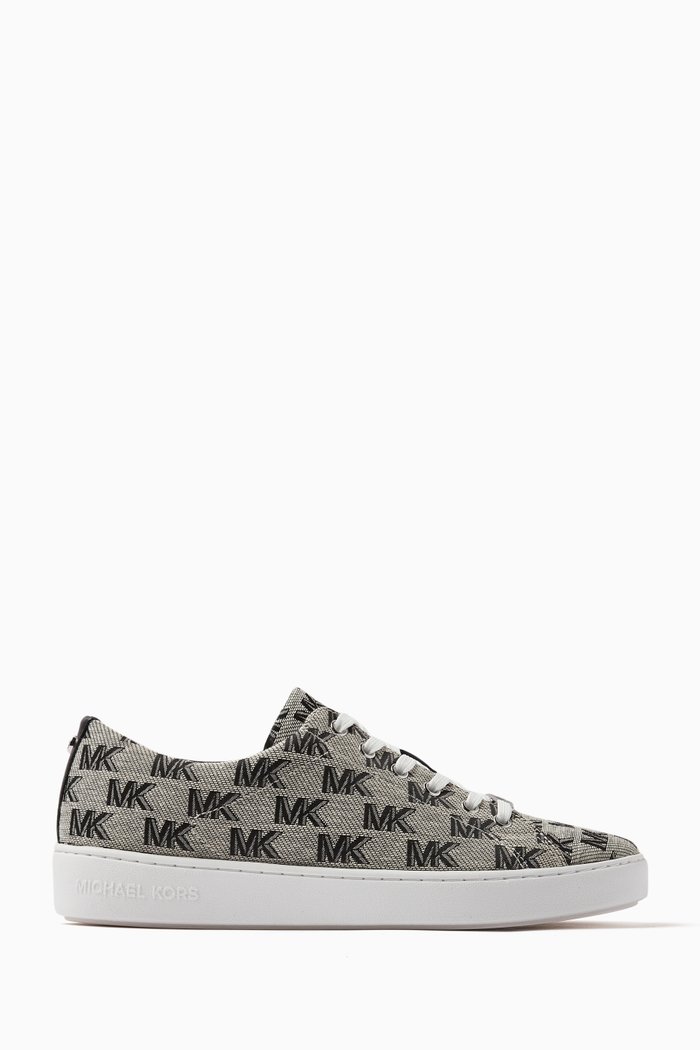 Keaton Lace-up Sneakers in Logo Jacquard, Black