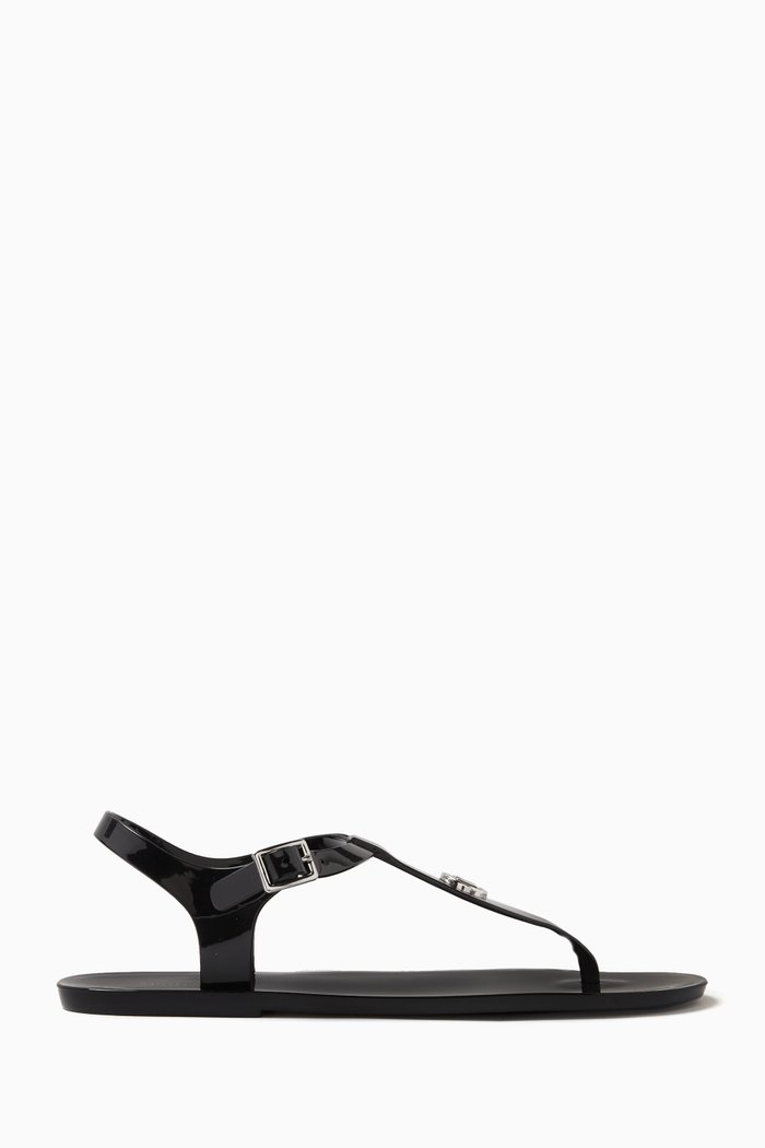 

Mallory T-strap Sandals in Jelly Rubber, Black