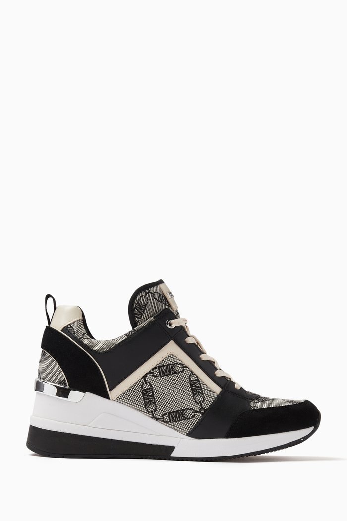 

Georgie Lace-up Sneakers in Empire Logo Jacquard, Neutral