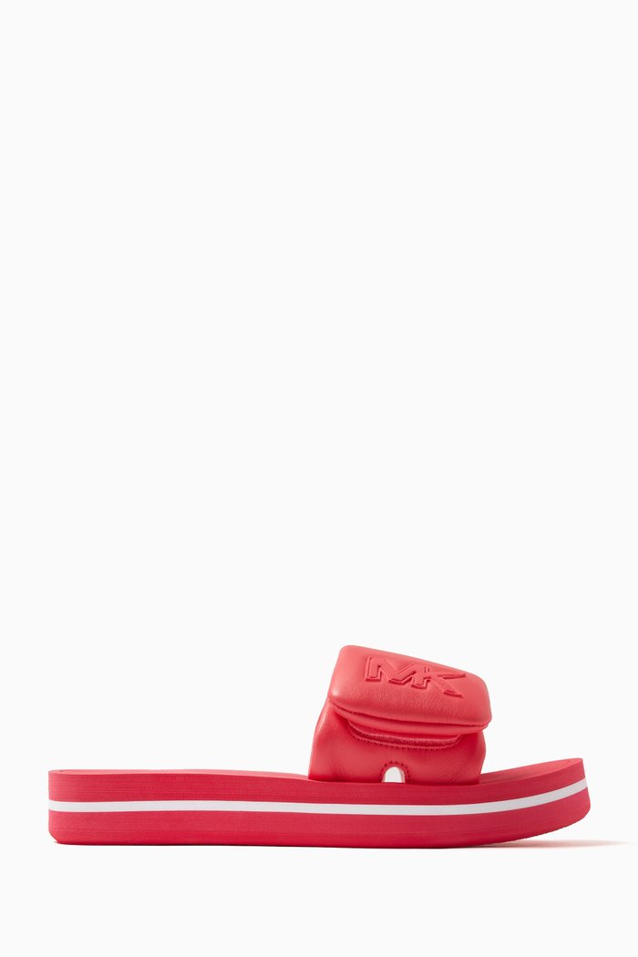 

Platform Slides in Faux Leather, Pink
